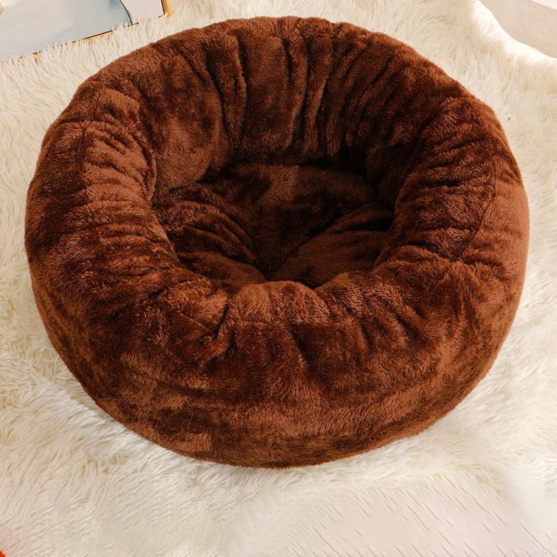 Long Plush Donut Pet Bed For Warm And Comfortable Sleep