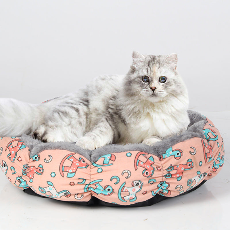 Calming Donut Pet Bed With Fluffy Round Comfortable Design