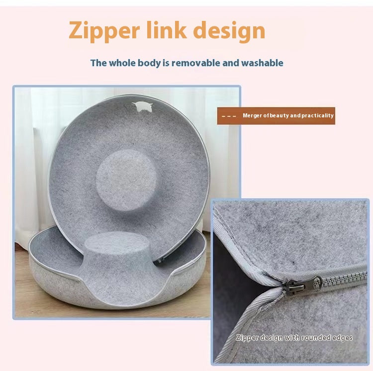 Comfortable Round Pet Bed With Tunnel Design For Play