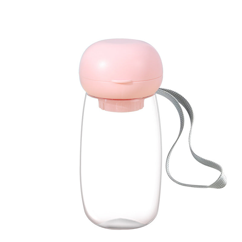 Portable Pet Water Bottle With Bowl And Lanyard Travel Use