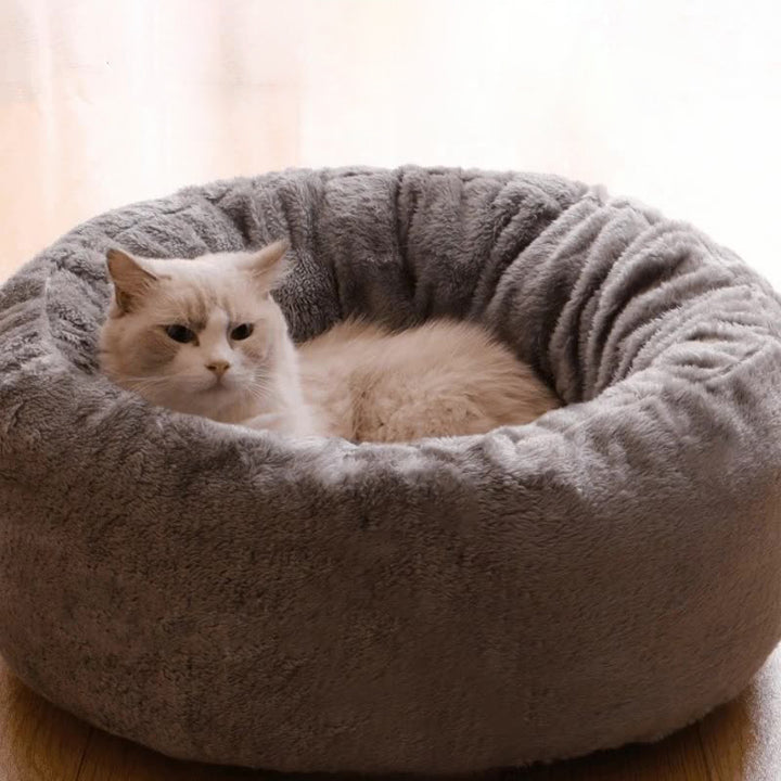 Long Plush Donut Pet Bed For Warm And Comfortable Sleep