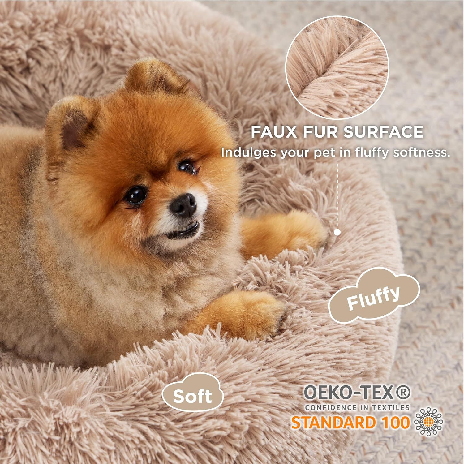 Non Slip Round Fluffy Plush Pet Bed For Indoor Comfort