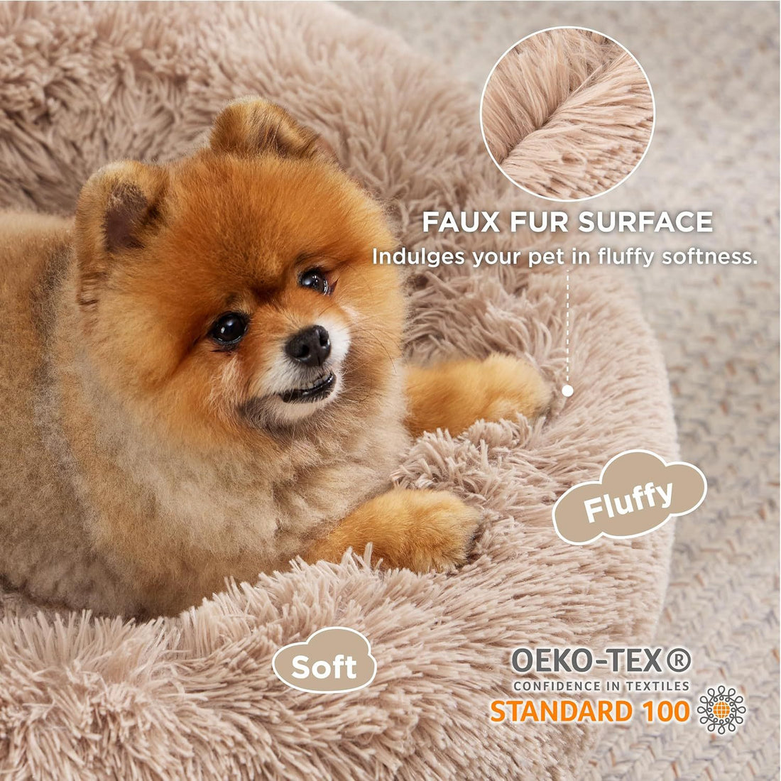 Non Slip Round Fluffy Plush Pet Bed For Indoor Comfort