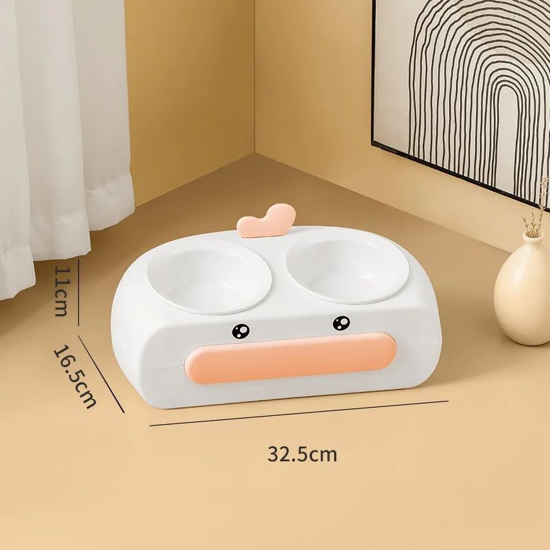 Duck Design Pet Double Bowl Feeder Tray For Food And Water For Small Pets