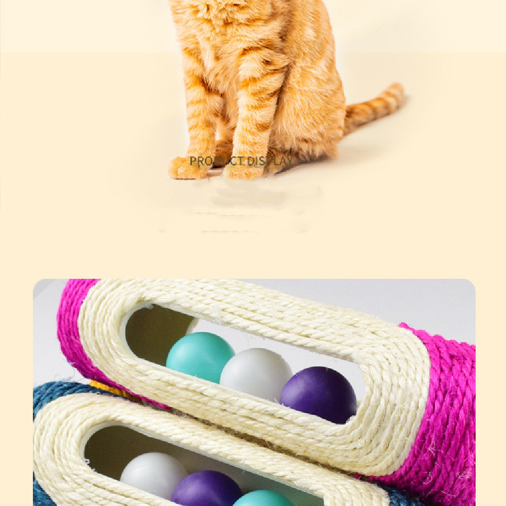 Three Piece Long Sisal Drum Pet Toy Set For Scratching And Play