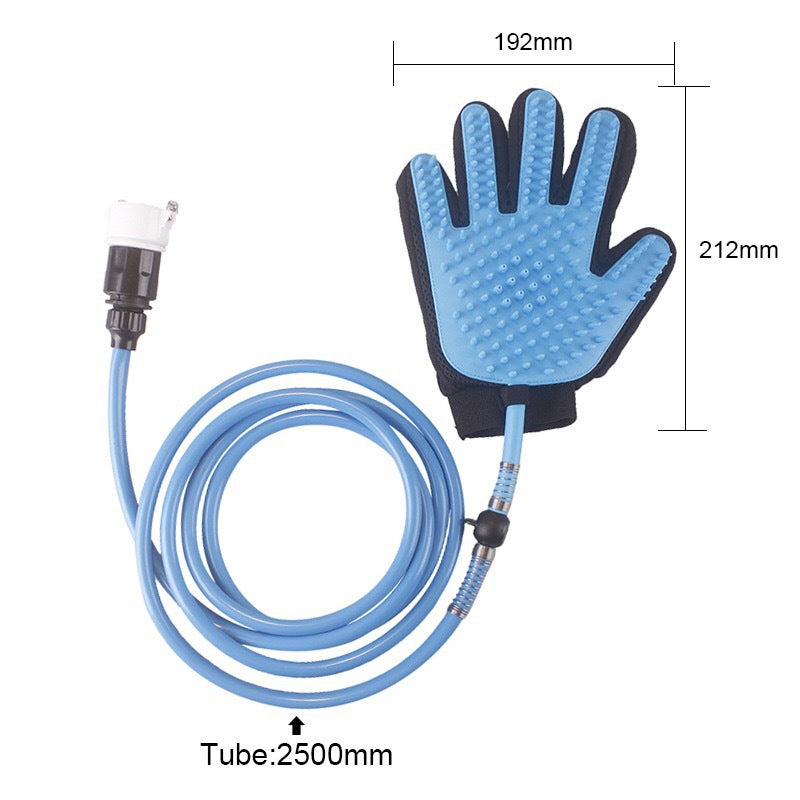 Five Finger Pet Shower Glove With Hose Spray And Massage Brush