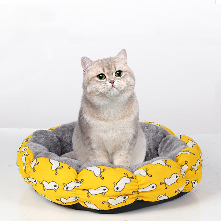 Calming Donut Pet Bed With Fluffy Round Comfortable Design