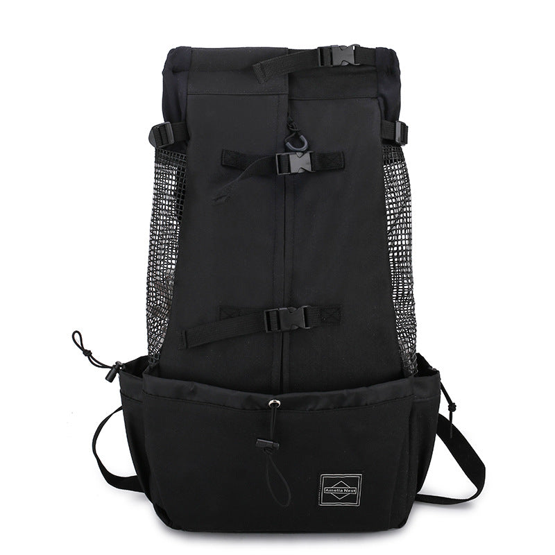 Portable Pet Carrier Backpack With Double Shoulder Straps For Travel