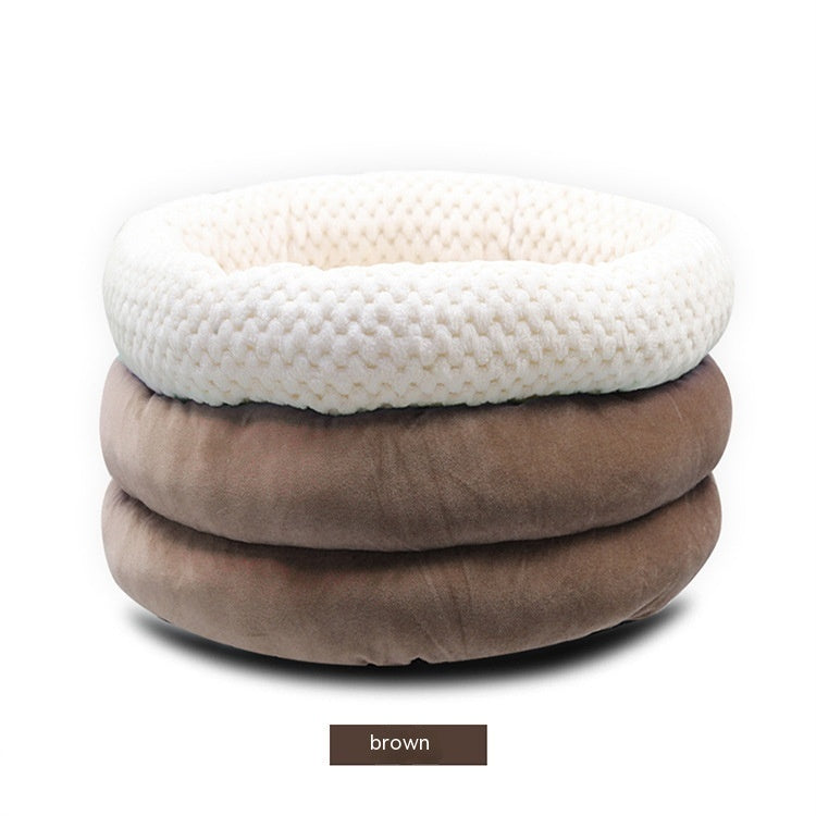 Semi Closed Round Ice Velvet Pet Bed For Deep Sleep