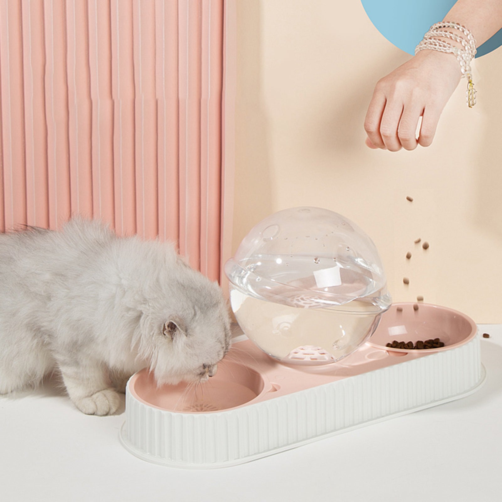 Automatic Plastic Pet Feeder And Water Dispenser Bowl For Food And Hydration