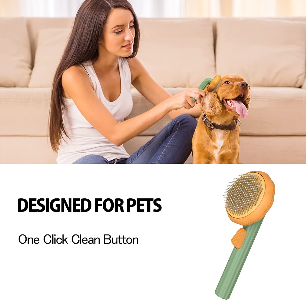 Self Cleaning Pet Slicker Brush For Gentle Grooming And Hair Removal