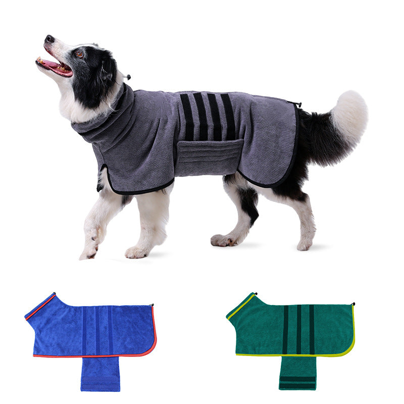 Adjustable Absorbent Pet Bathrobe Towel For Quick Drying Grooming
