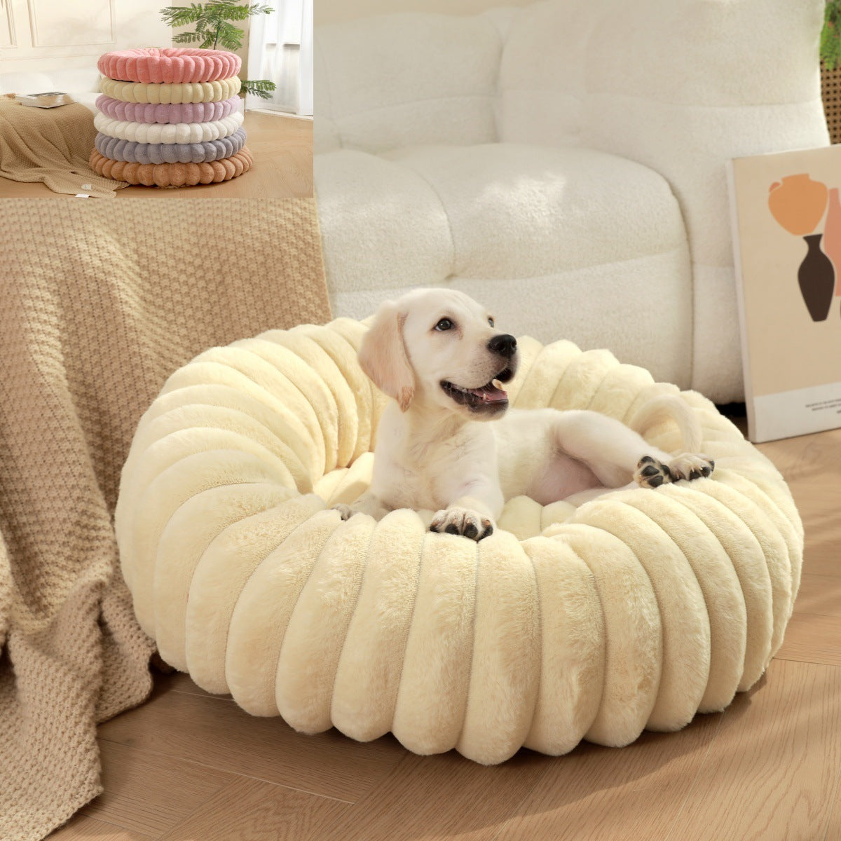 Thick Plush Round Pet Bed For Warm And Cozy Sleep