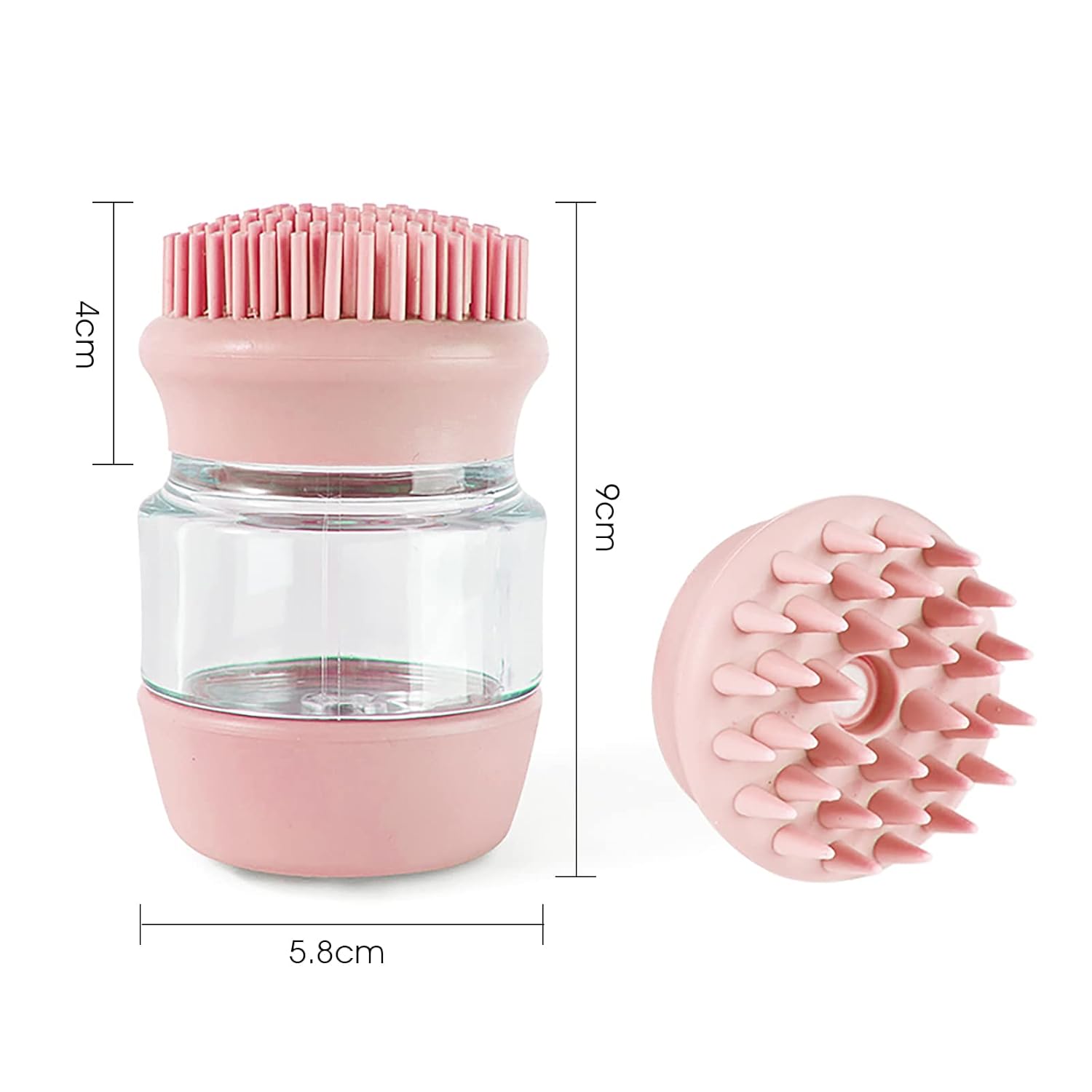 Silicone Pet Bath Brush With Shampoo Dispenser And Massage Cleaning Heads