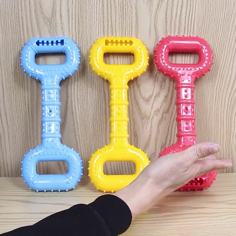 Long Lasting Interactive Pet Bone Chew Toy With Pull Band For Strong Chewers