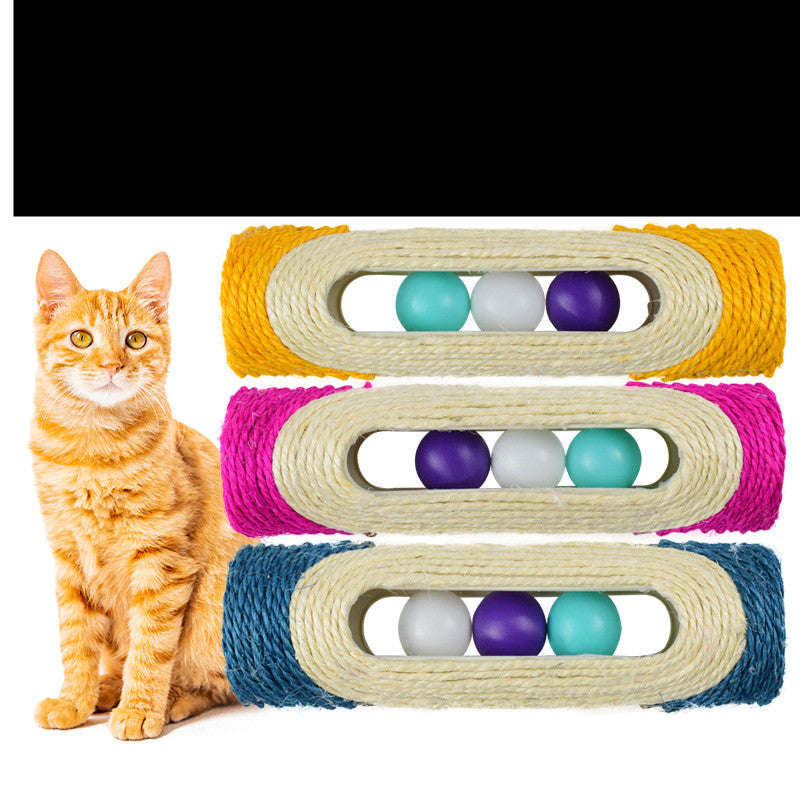 Three Piece Long Sisal Drum Pet Toy Set For Scratching And Play