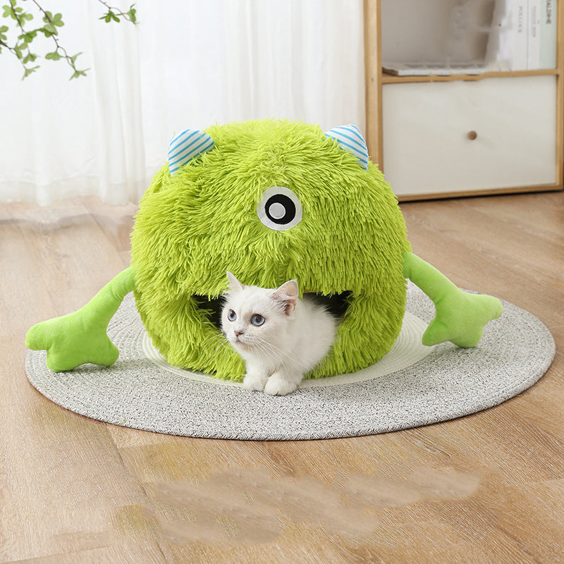Washable Fluffy Round Pet Bed With Non Slip Base