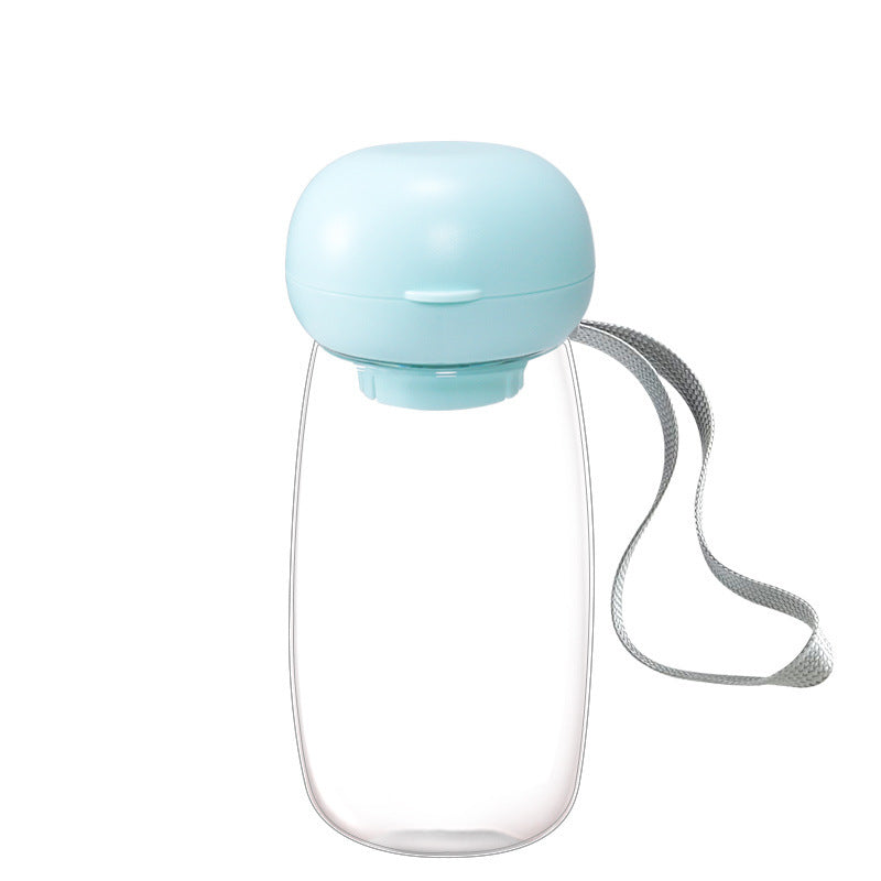 Portable Pet Water Bottle With Bowl And Lanyard Travel Use