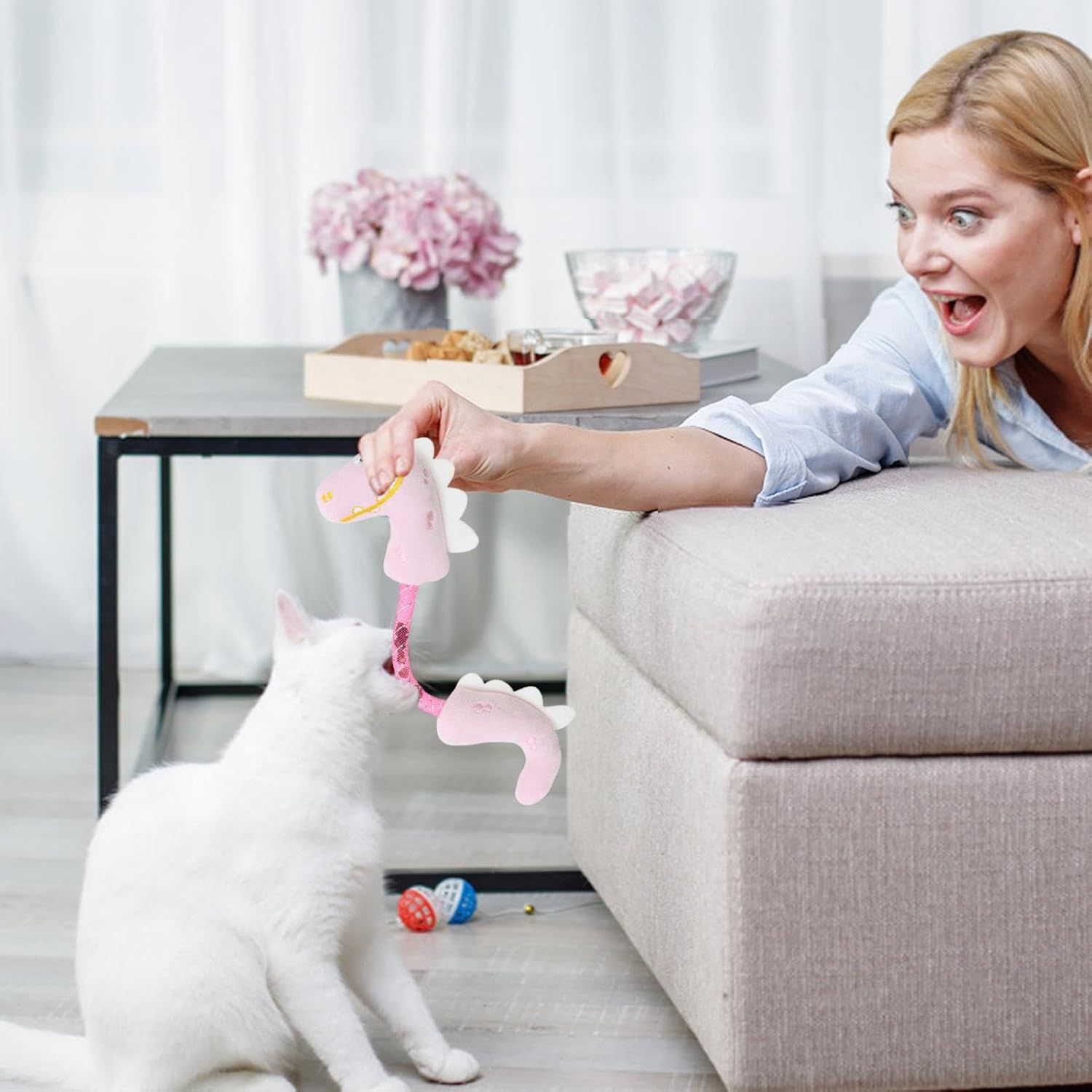Interactive Pet Chew Rope Toy With Catnip For Teeth Cleaning And Play