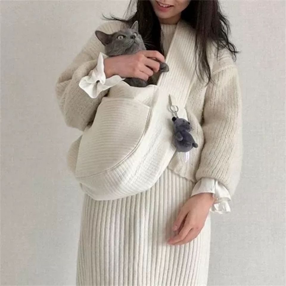 Handmade Breathable Pet Shoulder Carrier Bag For Outdoor Travel