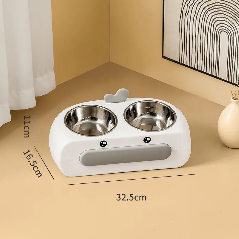 Duck Design Pet Double Bowl Feeder Tray For Food And Water For Small Pets