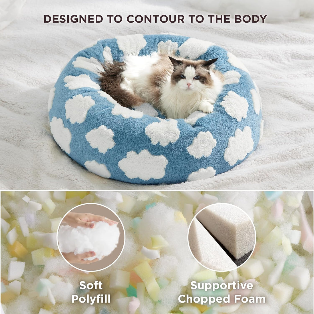 Round Calming Pet Bed With Plush Design And Anti Slip Base