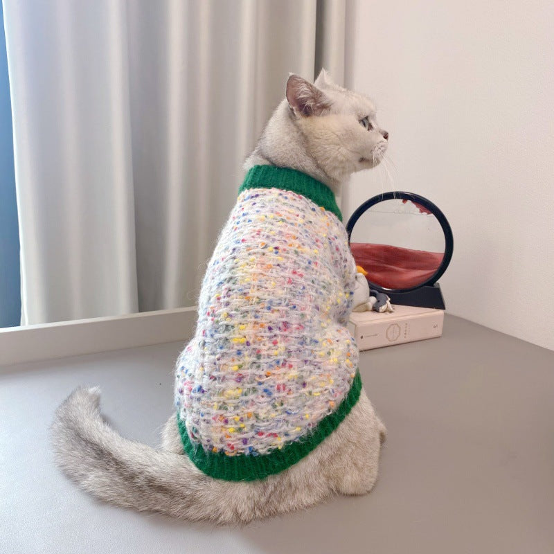 Color Block Pet Cardigan Sweater For Warmth And Style