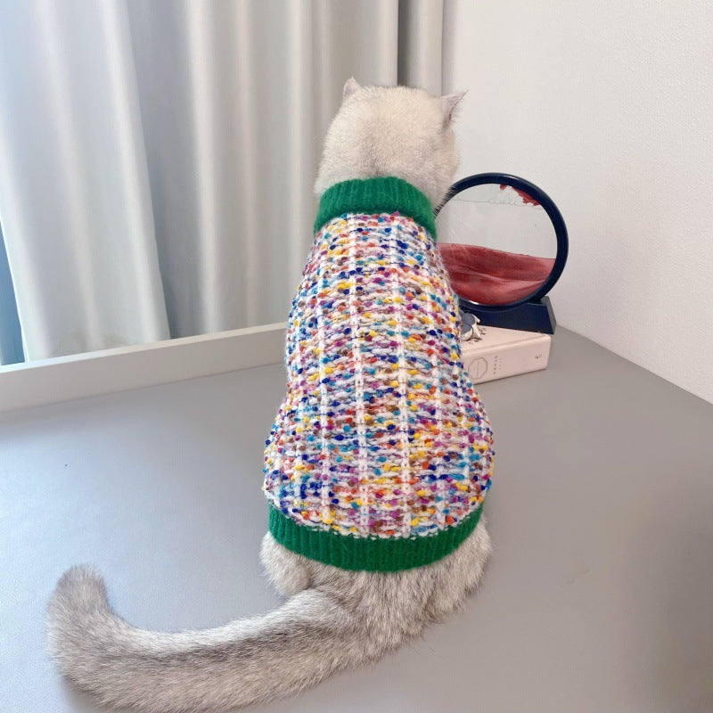 Color Block Pet Cardigan Sweater For Warmth And Style