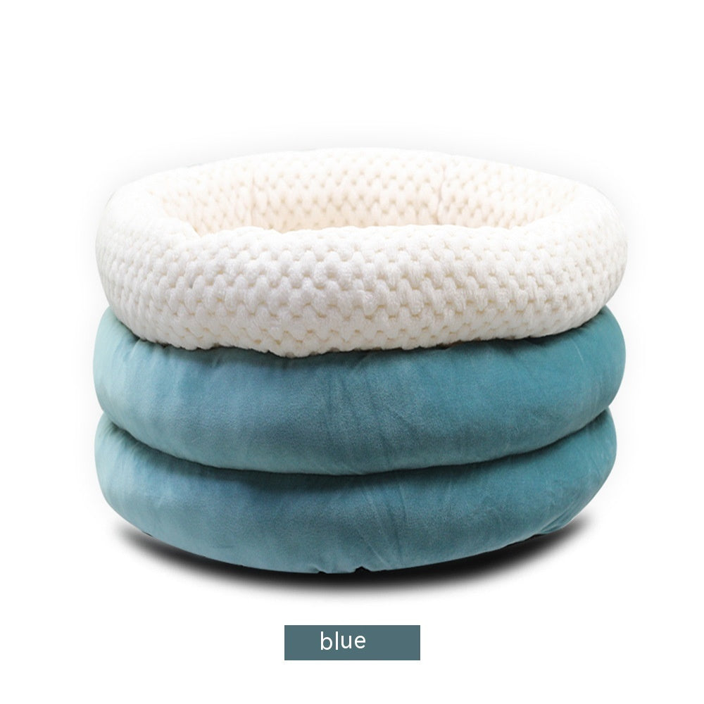 Semi Closed Round Ice Velvet Pet Bed For Deep Sleep