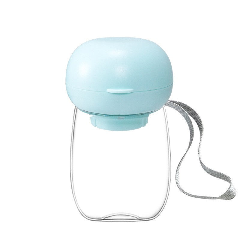 Portable Pet Water Bottle With Bowl And Lanyard Travel Use