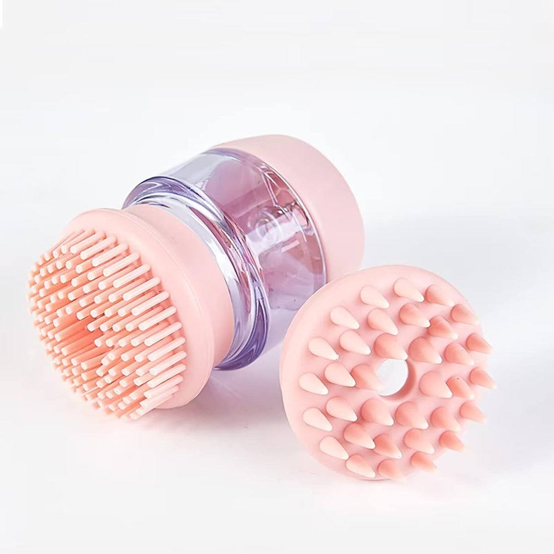 Silicone Pet Bath Brush With Shampoo Dispenser And Massage Cleaning Heads