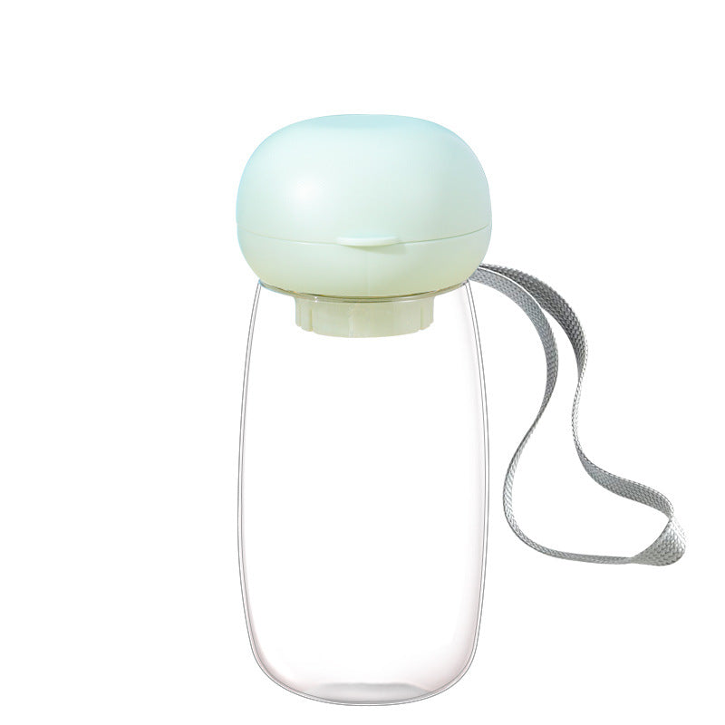 Portable Pet Water Bottle With Bowl And Lanyard Travel Use