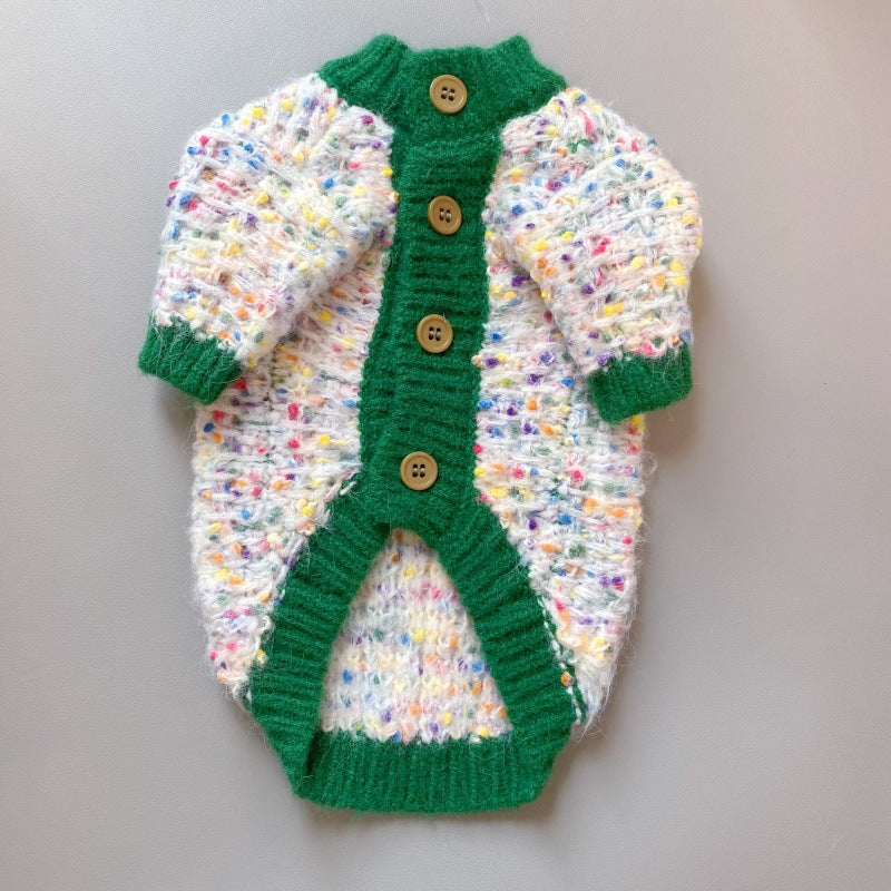 Color Block Pet Cardigan Sweater For Warmth And Style
