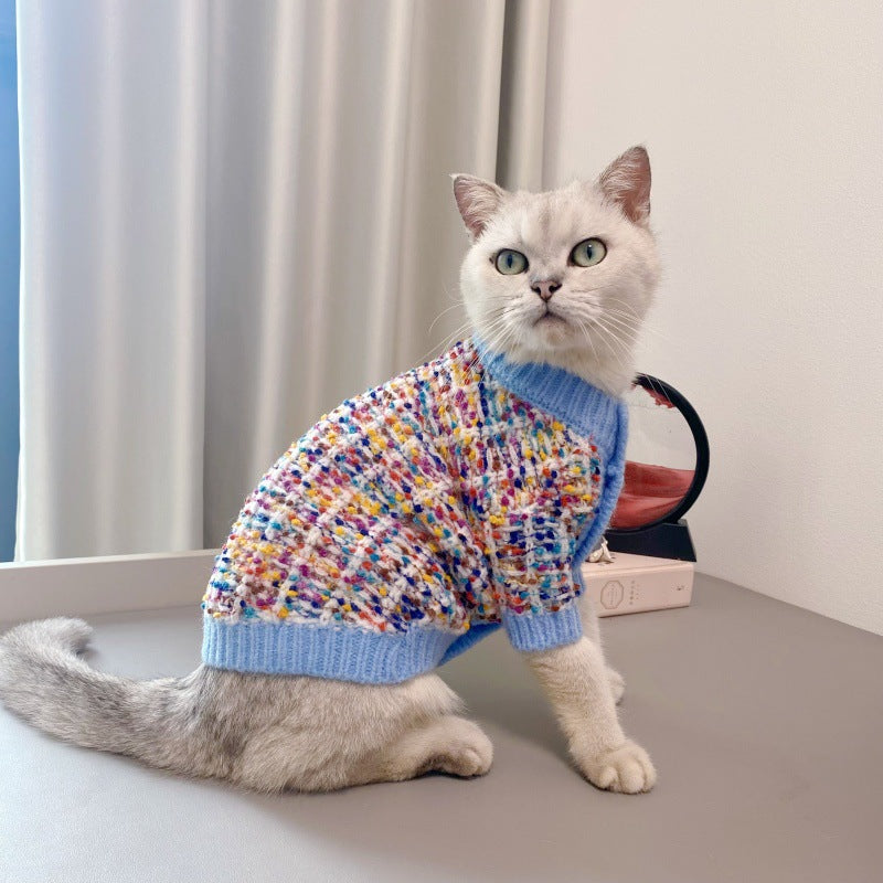 Color Block Pet Cardigan Sweater For Warmth And Style