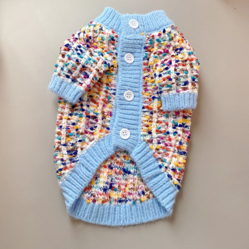Color Block Pet Cardigan Sweater For Warmth And Style