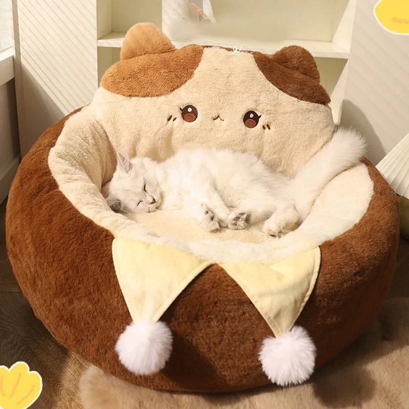 Round Soft Pet Bed Cushion For Warm And Deep Sleep