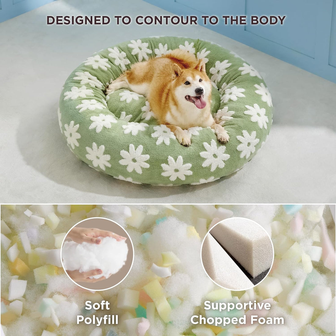 Round Calming Pet Bed With Plush Design And Anti Slip Base