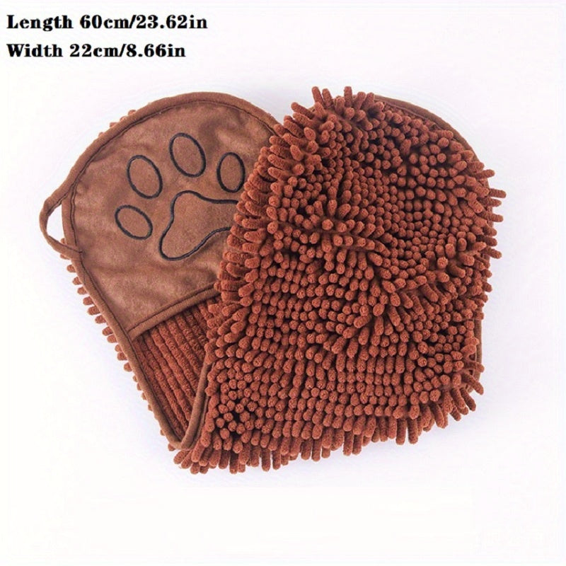 Absorbent Pet Bath Towel With Hand Pockets For Quick Drying And Cleaning