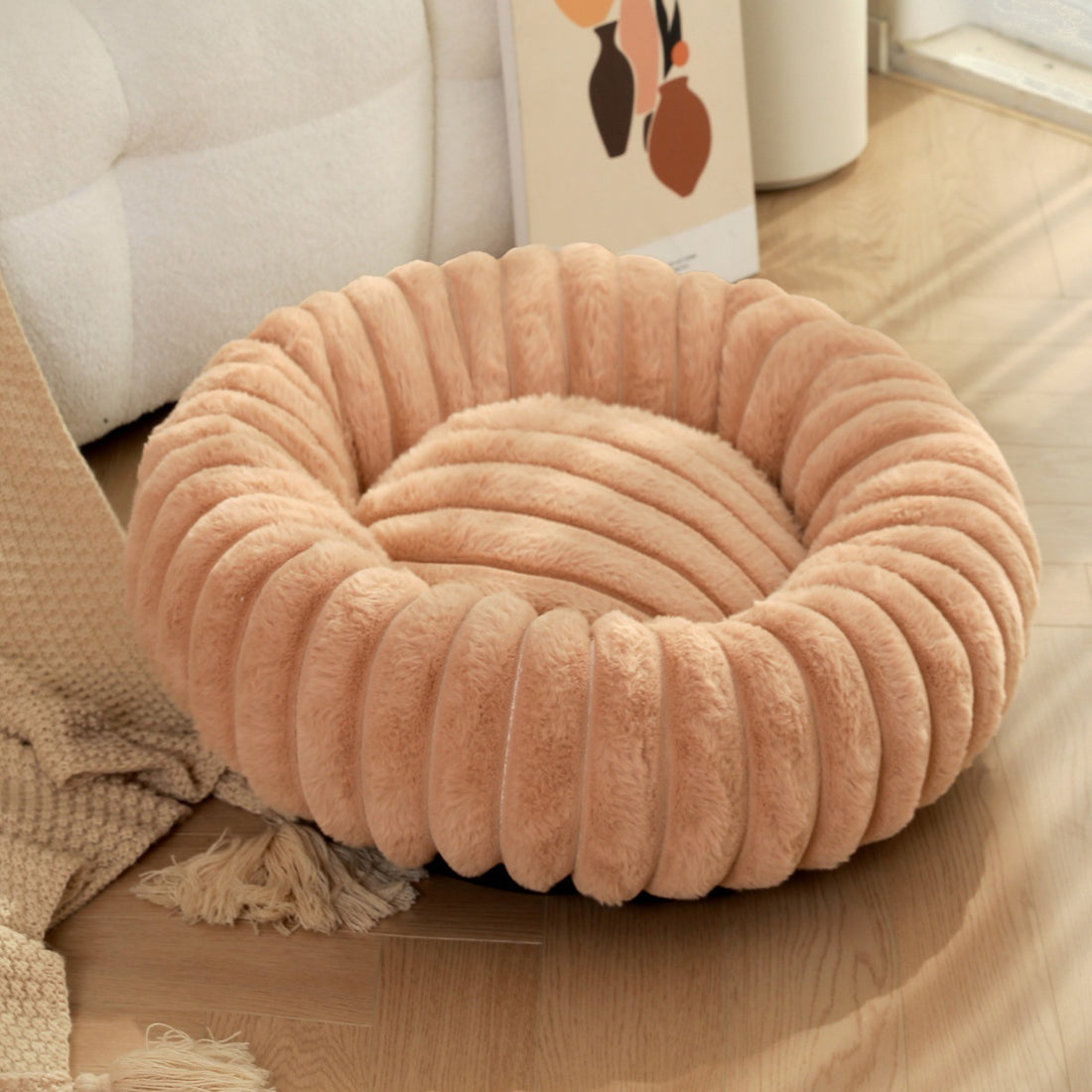 Thick Plush Round Pet Bed For Warm And Cozy Sleep