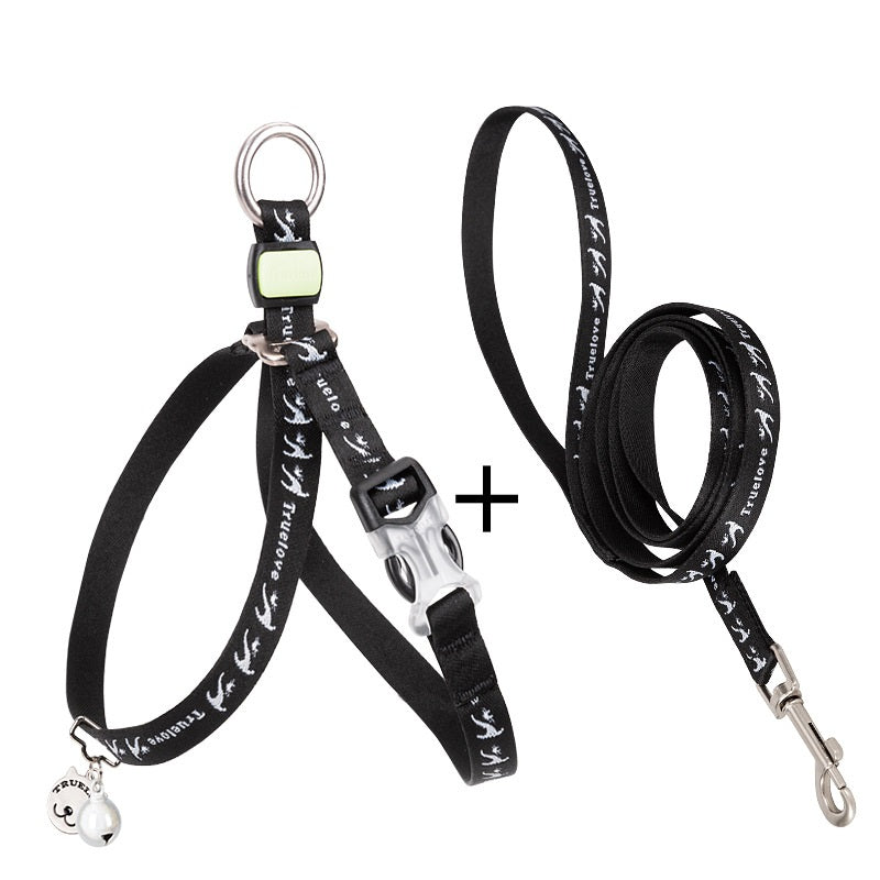 Pet Chest Strap Vest With Bell And Leash For Small Pets Walking And Control