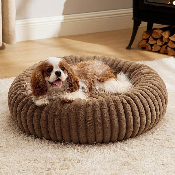 Plush Round Pet Bed With Soft Fur And Warm Design