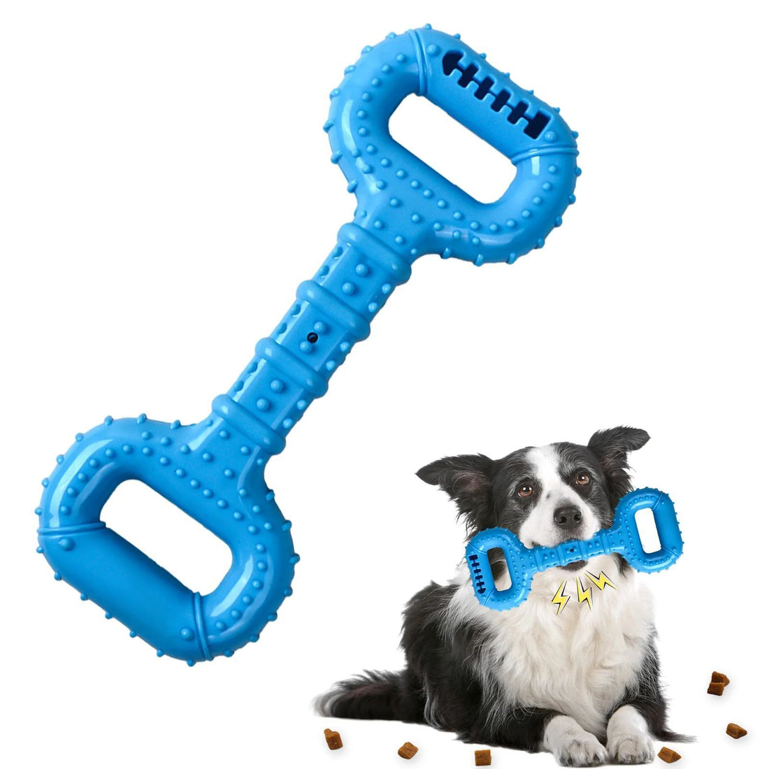 Long Lasting Interactive Pet Bone Chew Toy With Pull Band For Strong Chewers