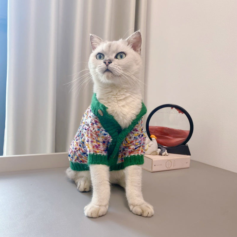 Color Block Pet Cardigan Sweater For Warmth And Style