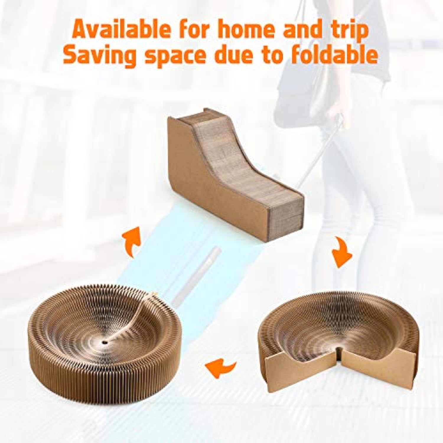 Collapsible Pet Scratcher Lounge Bed With Corrugated Design