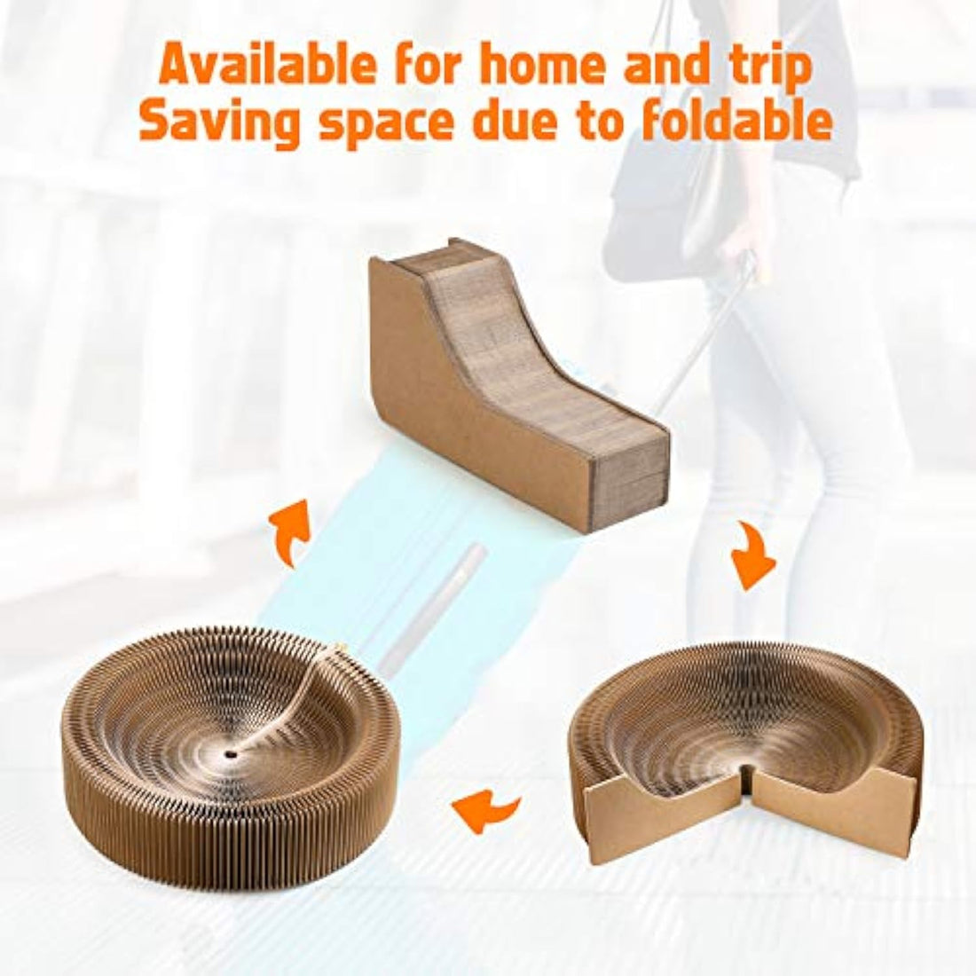 Collapsible Pet Scratcher Lounge Bed With Corrugated Design