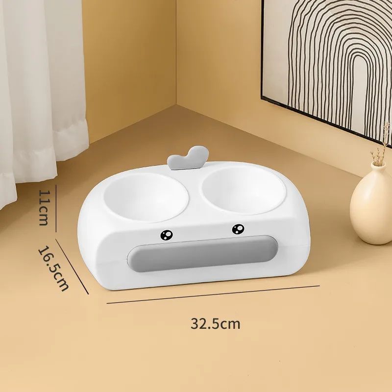Duck Design Pet Double Bowl Feeder Tray For Food And Water For Small Pets