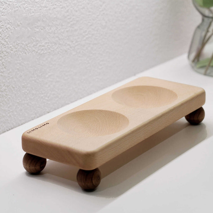 Solid Wood Stand Ceramic Pet Feeding Bowl For Food And Water