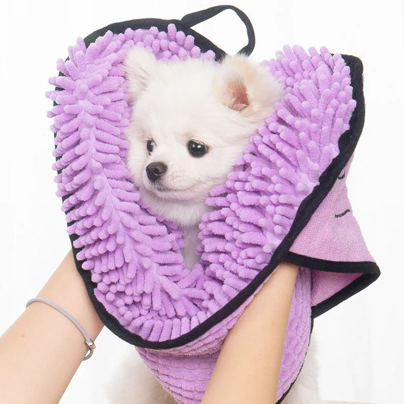 Absorbent Pet Bath Towel With Hand Pockets For Quick Drying And Cleaning