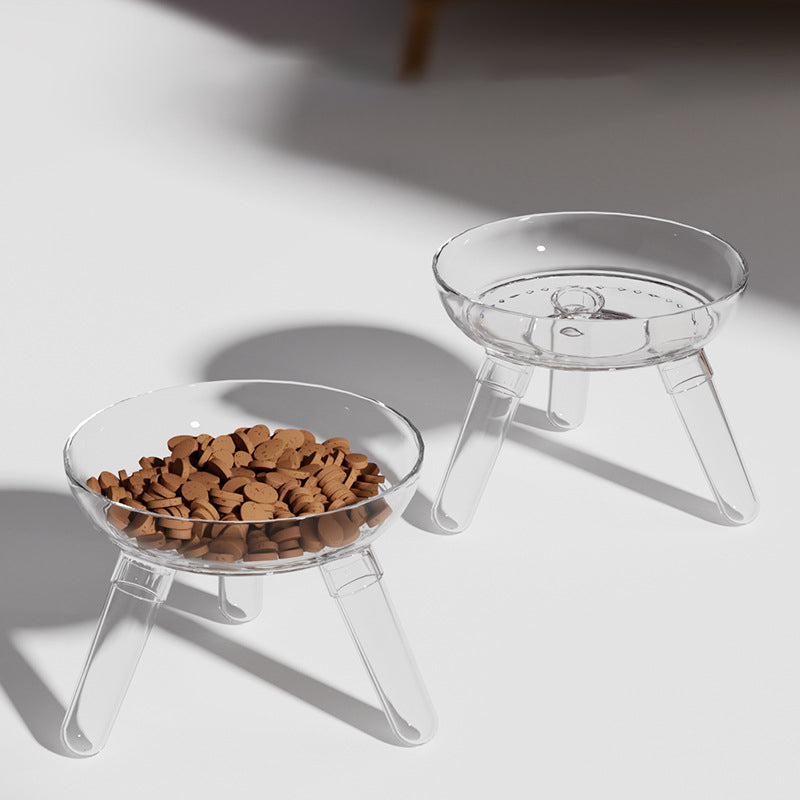 Anti Knock Transparent Glass Pet Feeding Bowl For Food And Water