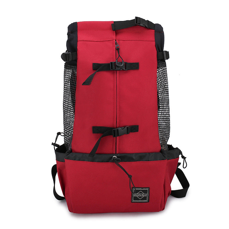 Portable Pet Carrier Backpack With Double Shoulder Straps For Travel